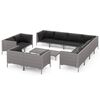 vidaXL 12-delige Loungeset met kussens poly rattan donkergrijs