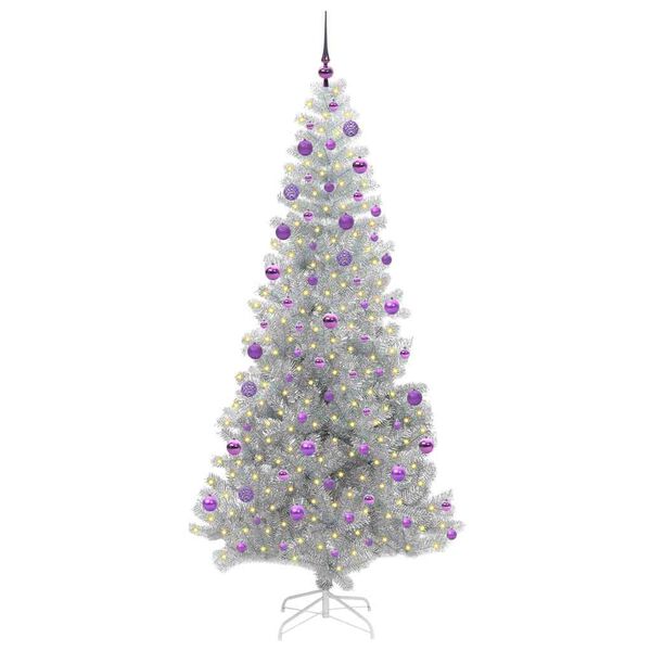 vidaXL Kerstboom met 300 LED met standaard Zilver 210 cm PET