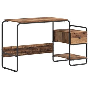 vidaXL Bureau met opbergruimte Oud hout 131,5 x 50 x 75,5 cm