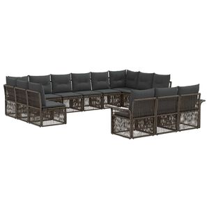 vidaXL Tuinbankenset 13 st Grijs poly rattan