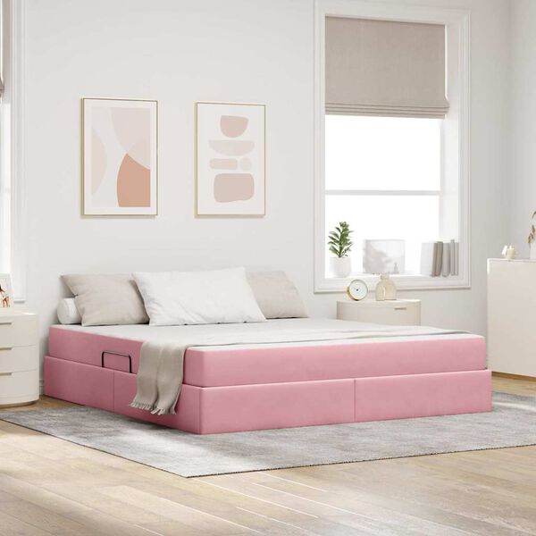 vidaXL Opbergbed met matras met matras Roze 180 x 200 cm Fluweel