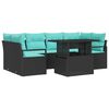 vidaXL Tuin Sofa Set met kussen 7 pcs Zwart en blauw poly rattan