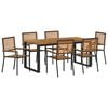 vidaXL Tuin eettafelset 7 pcs Zwart Massief Acaciahout