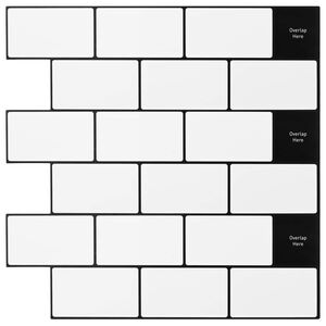 vidaXL Subway Tegel 50 st Wit Zwart 30 x 30 cm Polyurethaan en PET
