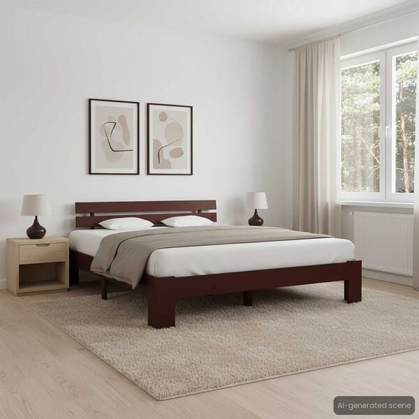 vidaXL Bedframe massief grenenhout donkerbruin 160x200 cm
