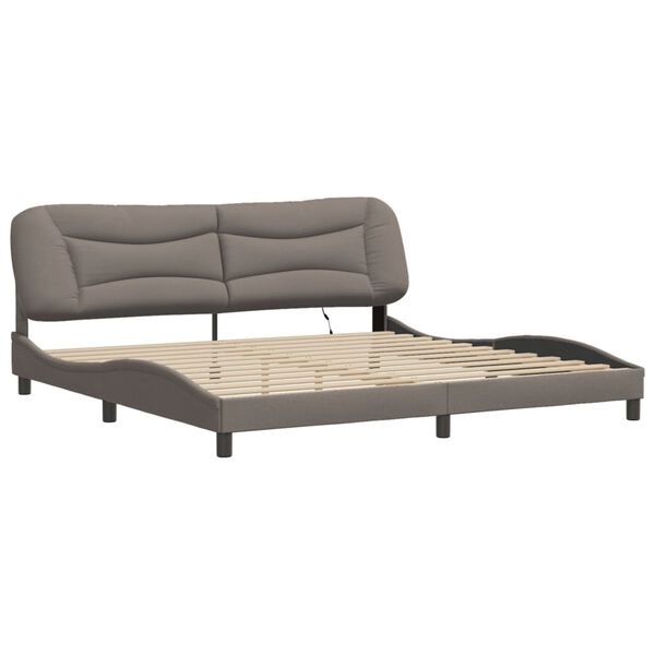 vidaXL Bedframe met LED zonder matras "Hvar" 200x200 cm stof taupe