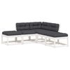 vidaXL 5-delige Loungeset met kussens massief grenenhout wit
