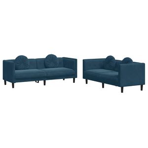 vidaXL 2-delige Loungeset met kussens fluweel blauw