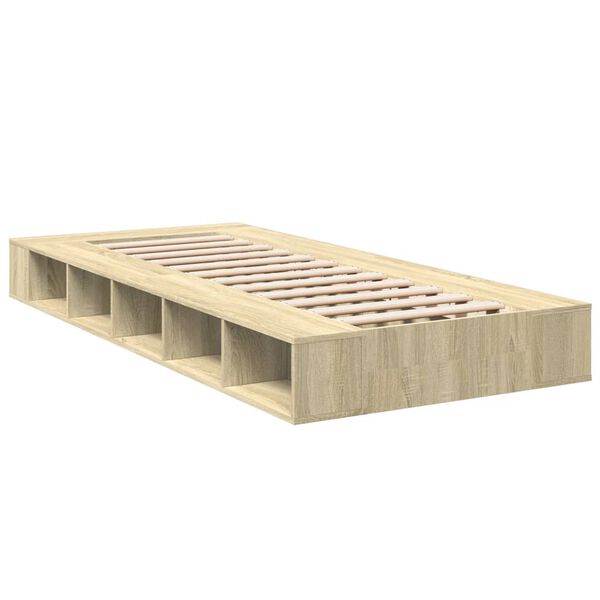 vidaXL Bedframe bewerkt hout sonoma eikenkleurig 75x190 cm