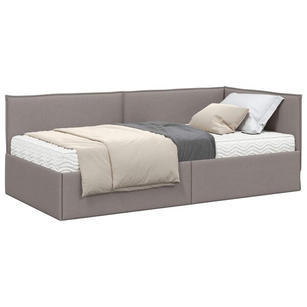 vidaXL Hoekbedframe met Matras met hoofdeinde 2 pcs Taupe Fluweel