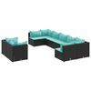 vidaXL 9-delige Loungeset met kussens poly rattan zwart