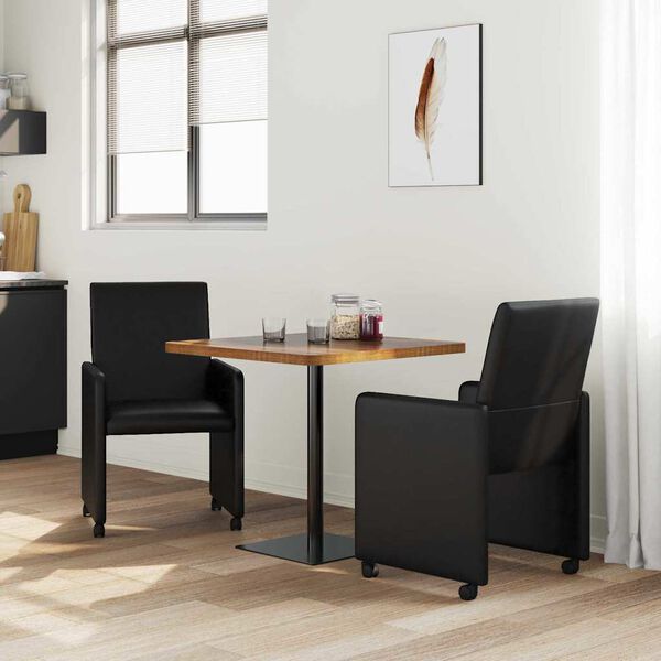 vidaXL Dining Stoelen met Wielen 2 pcs Zwart 57 x 66 x 94 cm Kunstleer