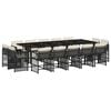 vidaXL 15-delige Tuinset met kussens poly rattan zwart