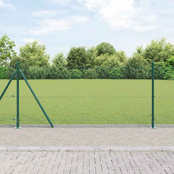 vidaXL Hecke met palen Groen 1 x 25 m Staal