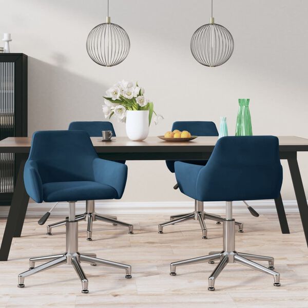 vidaXL Eetkamerstoelen draaibaar 4 st fluweel blauw