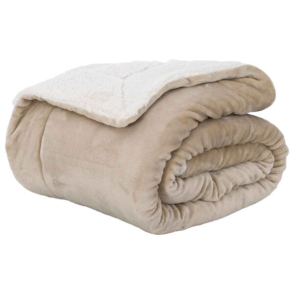vidaXL Gooi Deken Beige 240 x 270 cm Fleece