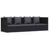 vidaXL Tuinbed met kussens poly rattan zwart