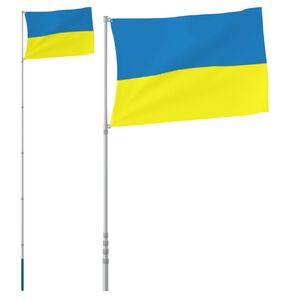 vidaXL Vlag met vlaggenmast Oekra&iuml;ne 5,55 m aluminium