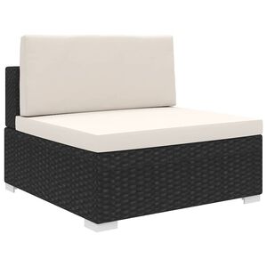 vidaXL Tuinstoel met kussens middensectie poly rattan zwart
