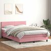 vidaXL Boxspring met matras fluweel roze 140x210 cm