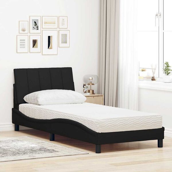 vidaXL Bed met matras "Hanko" stof zwart 90x200 cm
