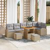 vidaXL Tuin Sofa Set met kussen met opslag 9 pcs Beige en Licht Grijs