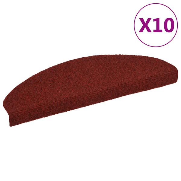 vidaXL Trapmatten Zelfklevend 10 st 65x21x4 cm Bordeaux Rood Halfrond Groot