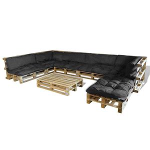 vidaXL Pallet Sofa Kussen 13 pcs Grijs 120 x 80 x 10 cm Stof