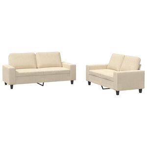 vidaXL 2-delige Loungeset stof cr&egrave;mekleurig