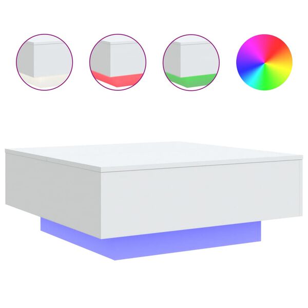 vidaXL Salontafel met LED-verlichting 80x80x31 cm wit