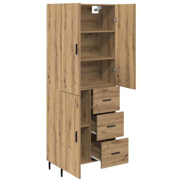 vidaXL Hoge kast met lade 2 pcs Artisan Eiken Bewerkt hout