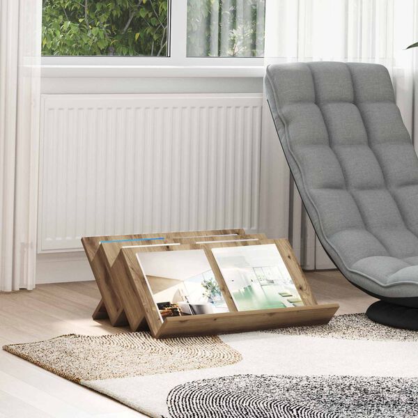 vidaXL Tijdschrift Rek Artisan Eiken 65 x 53 x 28,5 cm Bewerkt hout