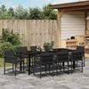 vidaXL Tuin eettafelset 9 pcs Zwart poly rattan
