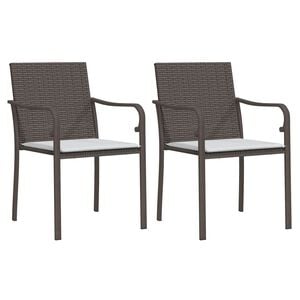 vidaXL Tuinstoelen 2 st met kussens 56x59x84 cm poly rattan bruin