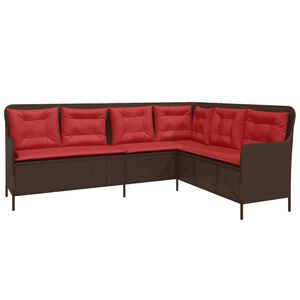 vidaXL Tuinbank met kussens L-vormig bruin poly rattan
