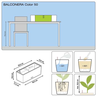 LECHUZA Plantenbak Balconera Color 50 ALL-IN-ONE wit 15670