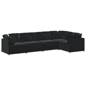 vidaXL Modulaire bank met kussens fluweel zwart