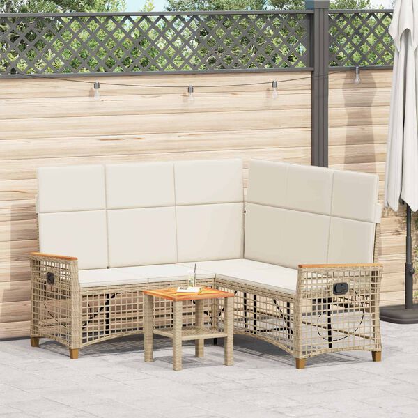 vidaXL Tuin ligbankset Beige en Cr&egrave;me Wit 164 x 164 x 112 cm
