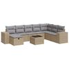 vidaXL 9-delige Loungeset met kussens poly rattan beige