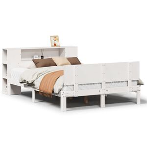vidaXL Bed met boekenkast zonder matras grenenhout wit 120x190 cm