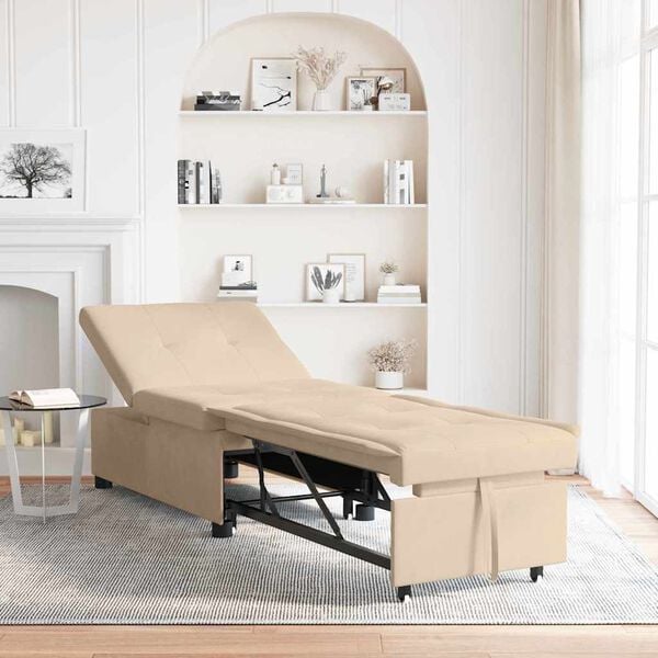 vidaXL Uittrekbare Sofa Bed Cr&egrave;me 194 x 67 x 82 cm Microvezel