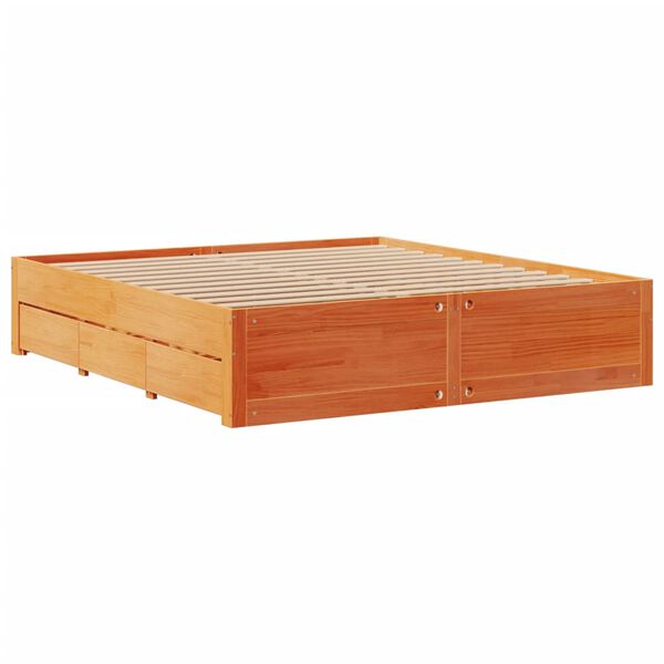 vidaXL Bedframe zonder matras met lades grenenhout wasbruin 180x200 cm