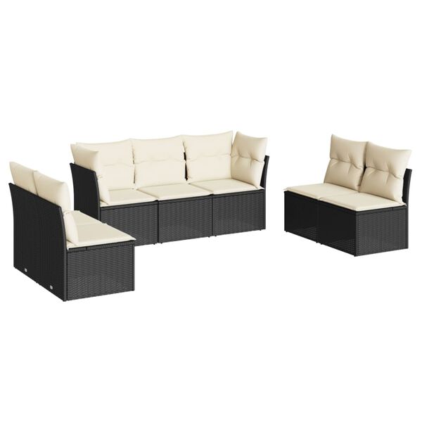 vidaXL 7-delige Loungeset met kussens poly rattan zwart