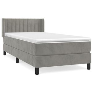 vidaXL Boxspring met matras fluweel lichtgrijs 80x200 cm