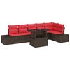 vidaXL Tuin Sofa Set 7 st 6-Aantal zitplaatsen Bruin en Rood