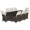 vidaXL 9-delige Bistroset met kussens poly rattan bruin