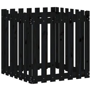 vidaXL Plantenbak met hekontwerp 70x70x70 cm massief grenenhout zwart