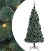 vidaXL Kunstmatige Voorverlichte Kerstboom met Bal Set Groen 150 cm