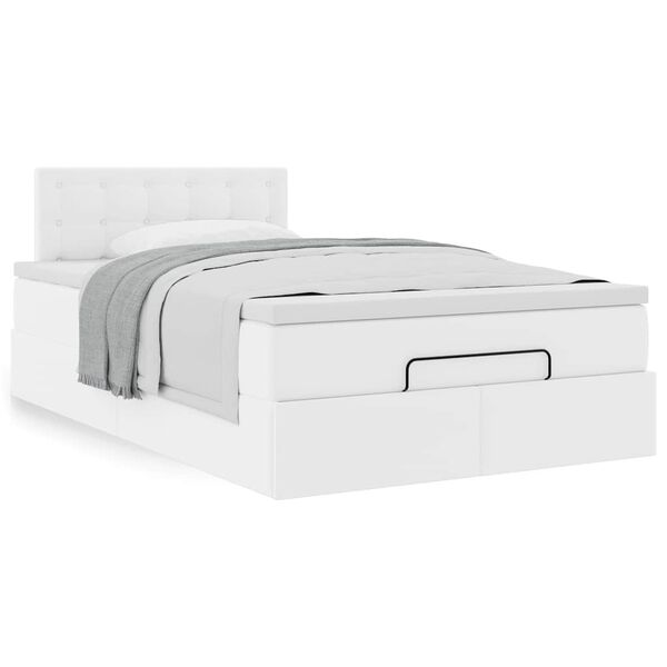 vidaXL Ottoman bed met matras 120x200cm kunstleer wit