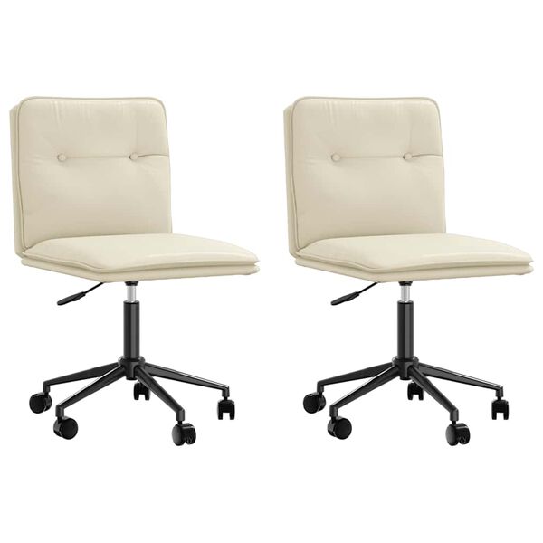 vidaXL Eetkamerstoelen 2 st kunstleer crèmekleurig